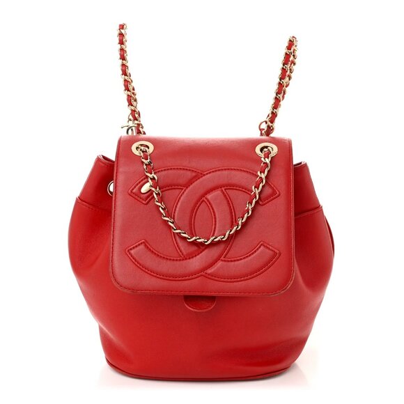 CHANEL Handbags - Chanel Lambskin CC Mania Backpack Red Shoulder Bag
